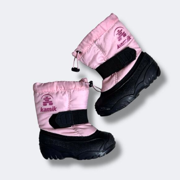 Kamik Tickle Girls Winter Snow Boots Size 6 Pink Waterproof Nylon Thermal Rated - Picture 1 of 8
